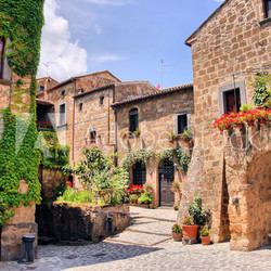 Picturesque corner of a quaint hill town in Italy