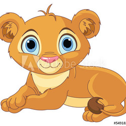 Resting little lion cub