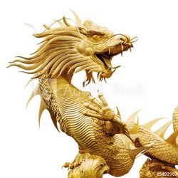 Giant golden Chinese dragon on isolate background