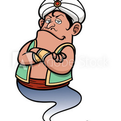 Vector illustration of Genie coming out of a lamp