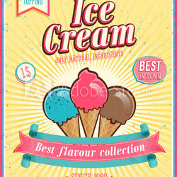 Vintage Ice Cream Poster. Vector illustration.