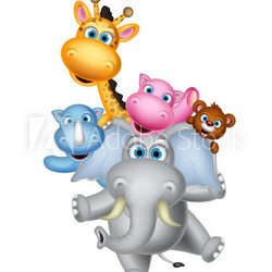 cute animals cartoon playing