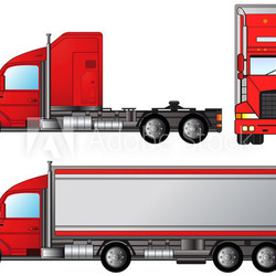 set big american truck on white background