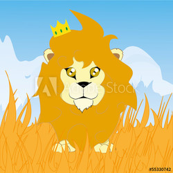 Vector Cartoon Cute Funny Elephant With Crown