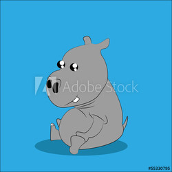 Vector Cartoon Cute Funny Baby Hippo Sitting