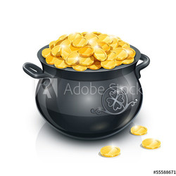 pot with gold coin for Patrick's day. vector illustration