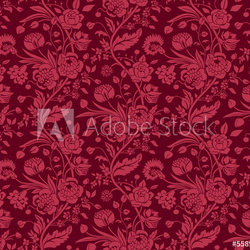 Claret seamless pattern with a vintage flower bouquets