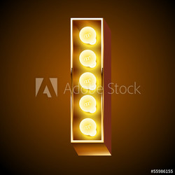 Old lamp alphabet for light board. Letter I