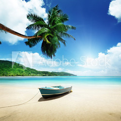 boat on beach Mahe island, Seychelles