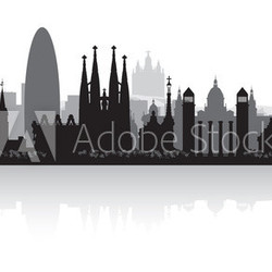 Barcelona Spain city skyline silhouette