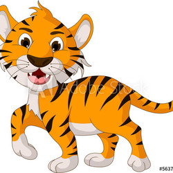 cute tiger cartoon walking