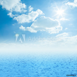 Beautiful sea horizon with clouds above it