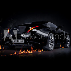 Black sports car. Non-branded car design.