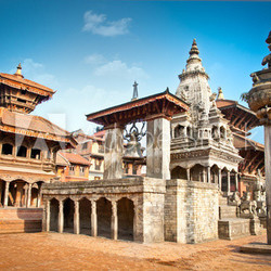 Temples of Durbar Square in Bhaktapur, Nepal.