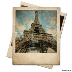 Vintage polaroid Eiffel tower instant photo