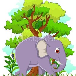 elephant cartoon with forest background