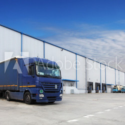 Truck at warehouse building
