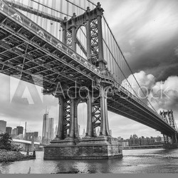 The Manhattan Bridge, New York City. Awesome wideangle upward vi
