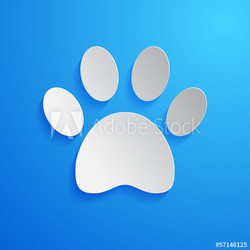 Cat footprint icon on blue backgroud. Vector illustration