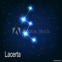 The constellation "Lacerta" star in the night sky. Vector illust