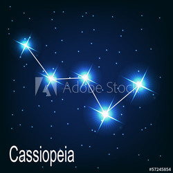 The constellation "Cassiopeia" star in the night sky. Vector ill