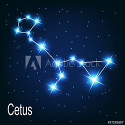 The constellation "Cetus" star in the night sky. Vector illustra