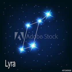 The constellation "Lyra" star in the night sky. Vector illustrat