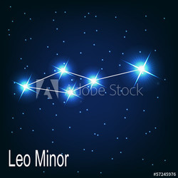 The constellation "Leo Minor" star in the night sky. Vector illu