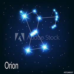 The constellation "Orion" star in the night sky. Vector illustra