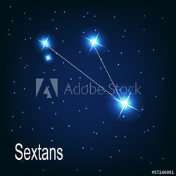 The constellation "Sextans" star in the night sky. Vector illust