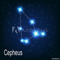 The constellation "Cepheus" star in the night sky. Vector illust