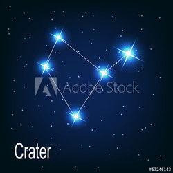The constellation "Crater" star in the night sky. Vector illustr