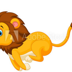 Cute lion cartoon running