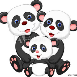 Panda bear family cartoon
