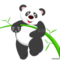 cute panda climbing bamboe