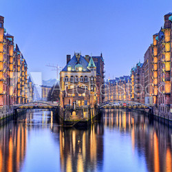 Speicherstadt in Hamburg am Abend