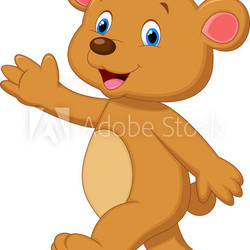 Cute brown bear waving hand