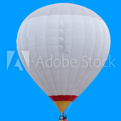 Colorful hot air balloon isolated on blue background