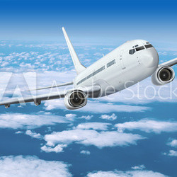 Passagierflugzeug über den Wolken