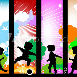 kids silhouettes against a sunny sky