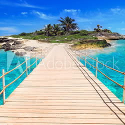 Pier to the tropical island of Caribbean Sea