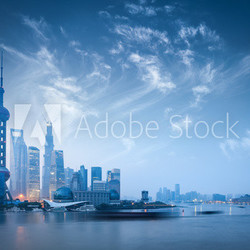 shanghai skyline in dawn