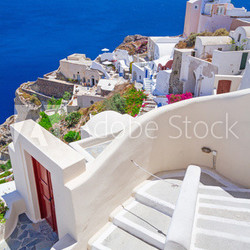 White architecture of Oia town on Santorini island, Greece