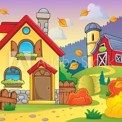 Autumn theme with house 1