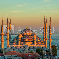 Blue mosque in Istanbul in sunset