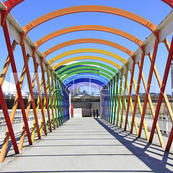 Modern bridge of iron, painted colors