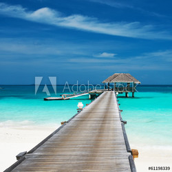 Beautiful beach with water bungalows