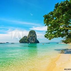 Clear water and blue sky. Phra Nang beach, Thailand