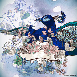 Floral Background with Peacock