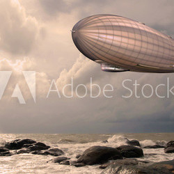 Zeppelin, Luftschiff über stürmischer See